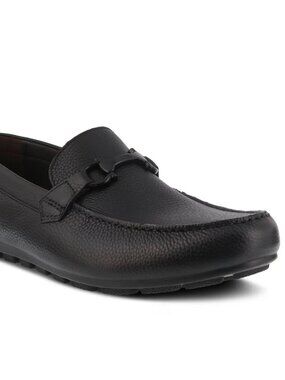 NIB Spring Step Men JARRETT-B Leather Black Shoes Moccasins 44 Loafers Slip on